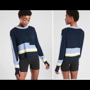 Athleta Trail Head Color Block Blue Medium Sweater